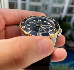 CASIO MDV-106G-1A (MDV106G-1AV) Men’s Analog Diver Watch – 200M Water Resistant, Gold Bezel, Black Dial, Screw-Down Crown, Date, Quartz, Resin Strap