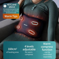 Philips PPM4721 Waist & Back Massager – 4‑Zone VibWave, Hot Compress 40‑55 °C, 3D Support, 3200 mAh Battery, USB‑C