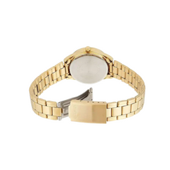 CASIO LTP-V002G-1BUDF Women’s Analog Watch – Gold Stainless Steel, Black Dial, Classic Quartz Timepiece