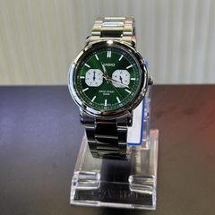 CASIO MTP-E335D-3EVDF Men’s Analog Watch – Green Sunray Dial, Multi-Dial (Day/Date/24-Hr), Stainless Steel, Quartz, 50m Water Resistant