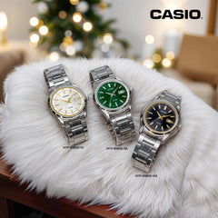 CASIO MTP‑B180D‑7AVDF Men’s Analog Watch – Silver Dial, Stainless Steel Bracelet, 50 m Water Resistant & Minimalist Design