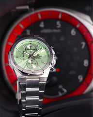 Casio EDIFICE EFV‑640D‑3AV Men’s Chronograph Watch | Green Dial Stainless Steel Bracelet | 100 M Water‑Resistant Sport‑Dress Timepiece