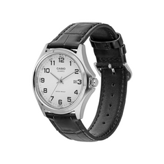 CASIO MTP-1183E Men’s Analog Watch – Leather Strap, Date Display, Ion-Plated Case & Water Resistant