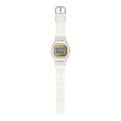 CASIO G‑SHOCK GM‑S5600SG‑7DR Women’s Clear Resin Crystal Watch – Gold Dial Vapor‑Deposition, Shock‑Resistant, 200M Water Resistant