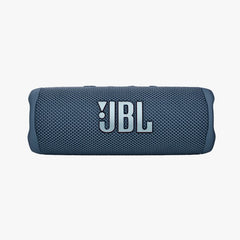 Blue JBL portable speaker on a white background