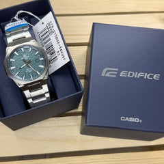 CASIO Edifice EFR-S108DE-3AVUDF Men’s 3-Hand Analog Watch – Slim Stainless Steel, Sapphire Crystal, Green Dial, 100m Water Resistant