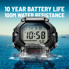 CASIO AE-1600H-1AVDF Digital Men’s Watch – World Time, 10-Year Battery, Large Display, LED Backlight, Stopwatch, Water Resistant Sports Design
