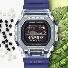 CASIO G-SHOCK GBX-100S-2D G-LIDE Surf Watch – MIP High-Def Display, Tide & Moon Data, Sunrise/Sunset, Bluetooth Smartphone Link, 200M Water Resistant, Stainless-Steel/Resin Bezel
