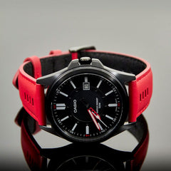 CASIO MTP‑E700BL‑1EVDF Men’s Analog Watch – Black Dial Stainless Steel Case, Leather Strap | Classic, Water‑Resistant Design