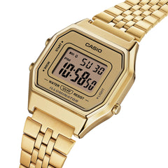 CASIO LA680WGA-9DF Vintage Digital Watch – Gold-Tone Stainless Steel, Retro Design with Multi-Function Features