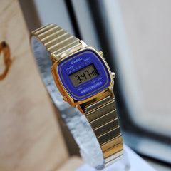 CASIO LA670WGA-6DF Vintage Digital Women’s Watch, Gold Tone Stainless Steel Band, Daily Alarm, Stopwatch