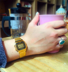 CASIO LA680WGA-1DF Vintage Digital Watch – Gold-Tone Stainless Steel, Retro Design with Multi-Function Features