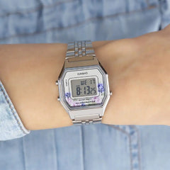 CASIO LA680WA-4CDF Vintage Digital Women’s Watch – Pink Dial, Stainless Steel Bracelet, LED Light, Alarm, Stopwatch, Water Resistant