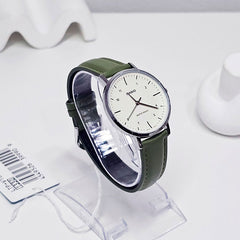 CASIO LTP-VT03L-3BDF Women’s Analog Watch – Minimalist Green Dial, Leather Strap, Slim Case, Quartz Movement, Water Resistant – Casual & Elegant Style