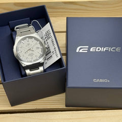 CASIO EDIFICE EFR-S108DE-8AVUDF Men’s 3-Hand Analog Watch – Slim Stainless Steel, Sapphire Crystal, Grey Dial, Quartz, 100M Water Resistant