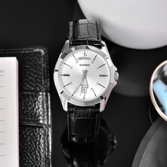 CASIO MTP-1370L Series Men’s Analog Watch – Genuine Leather Strap, Day & Date Display, Quartz Movement, Classic Design, Water Resistant