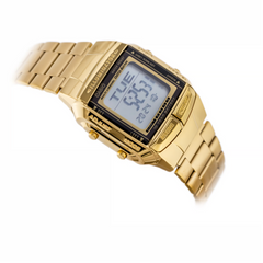 CASIO DB-360G-9A(S)DF Unisex Databank Watch – Gold Stainless Steel, Telememo 30, Dual Time, 5 Alarms, LED Light, 10-Year Battery