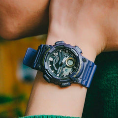 CASIO AEQ-110W-2AVDF Analog-Digital Combination Watch – Dual Time Display, Water-Resistant, Durable Resin Band