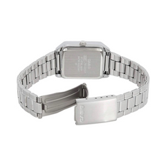 CASIO LTP-V007D-1B Women’s Vintage Analog Watch – Rectangular Silver Stainless Steel, Black Dial, Quartz, Mineral Glass, Water Resistant