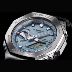 Casio G-SHOCK GBM-2100A-1A2DR Men’s Analog-Digital Metal Covered Ice Blue Dial Watch, Bluetooth, Tough Solar, 200M Water Resistant