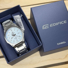 CASIO Edifice EFR-S108DE-2AVUDF Men’s 3-Hand Analog Watch – Slim Stainless Steel, Sapphire Crystal, Blue Dial, 100m Water Resistant, Quartz