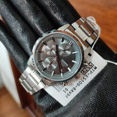 CASIO MTP‑E510D‑8AVDF Men’s Chronograph Watch – Grey Dial Stainless Steel, 50 m Water‑Resistant & Quartz