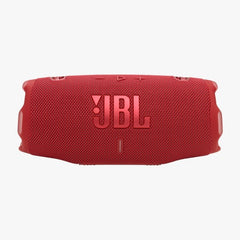 Red JBL portable speaker on a white background
