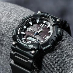 CASIO AQ-S810W-1AVDF Tough Solar Analog-Digital Watch – 100M Water Resistant, World Time, 5 Alarms, LED Light, Stopwatch, Resin Band, Quartz