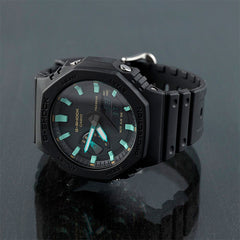 Casio G-SHOCK GA-2100RC-1A Men’s Carbon Core Analog-Digital Watch – Black Resin, Rainbow Accents, Shock Resistant, 200M Water Resistant