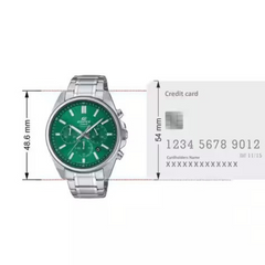 CASIO EDIFICE EFV-650D-3AVUDF Men’s Chronograph Watch – Green Sunray Dial, Stainless Steel Bracelet, Quartz, Date, Mineral Glass, 100M Water Resistant