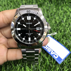 CASIO MTP-VD01D-1BVUDF Men’s Standard Analog Watch – Black Dial, Stainless Steel Bracelet, Date Window, Quartz, Mineral Glass, 50M Water Resistant