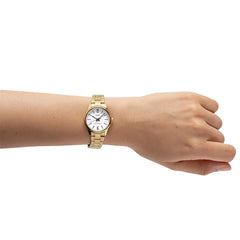 CASIO LTP-V005G-7BUDF Women’s Analog Watch – Gold Stainless Steel, White Dial, Quartz Movement, Water Resistant, Elegant Classic Ladies Watch