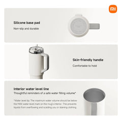 XIAOMI Straw Mug – 480ml Leak-Proof Portable Thermos Cup with Flip Lid, BPA-Free, Travel Tumbler with Straw for Hot & Cold Drinks