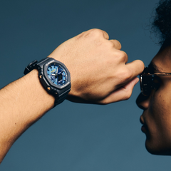 Casio G-SHOCK GA-2100AS-2A Men’s Watch – Blue Resin, Carbon Core Guard, Octagonal Bezel, Shock Resistant, 200M Water Resistant, Analog-Digital Display