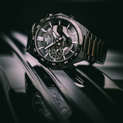 CASIO EDIFICE ECB-2200DC-1ADF Men's Bluetooth Solar Chronograph Watch – Black IP Stainless Steel, Carbon Dial, 100M Water Resistant