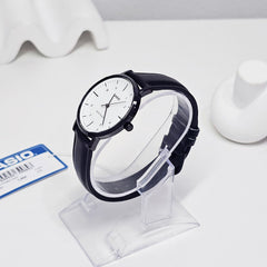 CASIO LTP-VT03BL-7BDF Women’s Analog Watch – White Dial, Black Leather Strap, Slim Case, Quartz Movement, Water Resistant, Elegant Minimalist Design
