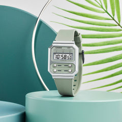 CASIO A100WEF-3A Vintage Digital Watch – Unisex Green Resin Retro LED Chronograph with Stainless Steel Band & Quartz Movement