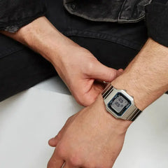 CASIO B650WD-1ADF Digital Vintage Watch – Retro 1980s Style, Stainless Steel Band, Water-Resistant, Multifunctional Features