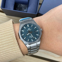 CASIO Edifice EFR-S108DE-3AVUDF Men’s 3-Hand Analog Watch – Slim Stainless Steel, Sapphire Crystal, Green Dial, 100m Water Resistant