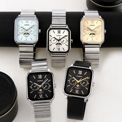 CASIO MTP-M305D-9AVDF Men's Gold Dial Analog Watch | Stainless Steel Multi-Dial Quartz Wristwatch | Day-Date 24-Hour Subdials | Elegant Dress Watch for Men | Water Resistant