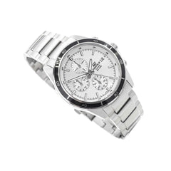 CASIO EDIFICE EFR-526D-7AVUDF Chronograph Watch for Men with Stainless Steel Band and White Dial Silver
