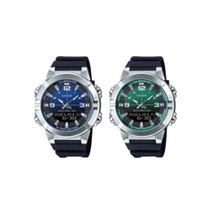 CASIO AMW-870A-3AVDF Analog-Digital Combination Watch – Stainless Steel, Dual Time Display, Water-Resistant