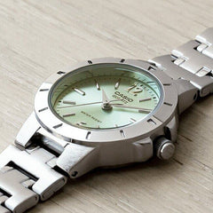 CASIO LTP-1177A-3ADF Women’s Analog Watch – Mint Green Dial, Stainless Steel Bracelet, Quartz Accuracy, Water Resistant