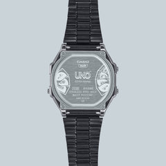 CASIO A168WEUC-1ADR Vintage Digital Watch – Men's Classic Black Stainless Steel Retro LED Alarm Chronograph Quartz Timepiece