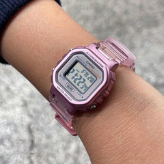 CASIO LA-20WHS-4ADF Digital Women’s Watch – Pink Resin Band, Stopwatch, Alarm, LED Light, Compact Design, Water Resistant POP Series
