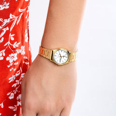 CASIO LTP-V006G-7BUDF Women's Gold Stainless Steel Analog Watch – Classic Roman Dial, Date Display, Elegant Design