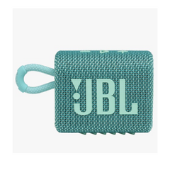 Teal JBL speaker on a white background