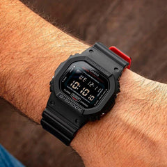 CASIO G-SHOCK DW-5600UHR-1D Digital Watch – Black/Red Heritage Edition, Shock Resistant, 200M Water Resistant, LED Backlight, Stopwatch, Countdown Timer, Alarm
