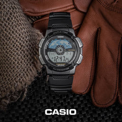 CASIO AE-1100W-1AVDF Digital Sports Watch – World Time, 10-Year Battery, LED Display, Water Resistant