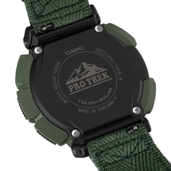 CASIO PROTREK PRG-340B-3DR Solar Powered Men’s Watch, Triple Sensor, 200M Water Resistant, Green Resin Strap